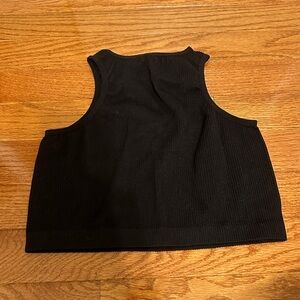 Suzette Black Ribbed Halter Neck Crop Top